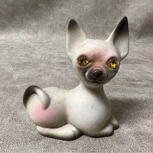Porcelain Chihuahua Dog with Orange
Rhinestone Eyes
